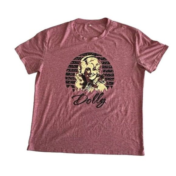 Source Unknown Tops - Women's 2XL Pink Dolly Graphic T-shirt Nashville Country Western Casual Band T